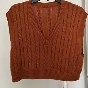 Rust Cable Knit Sweater Vest